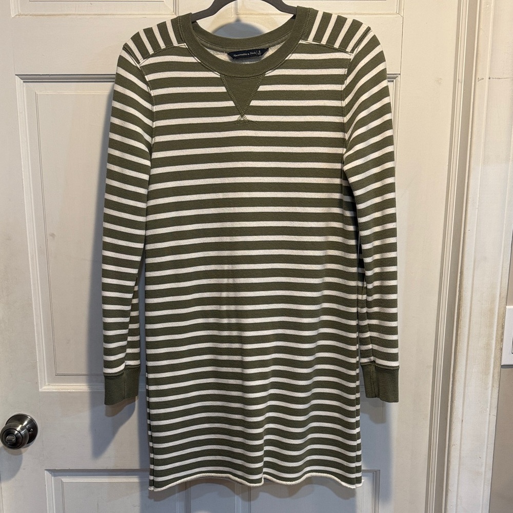 Abercrombie & Fitch Olive and Cream Striped Dress